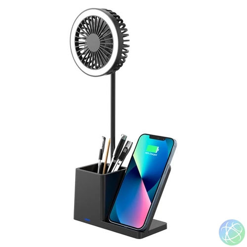 S-Link Asztali Ventilátor - SL-M9055 (Wireless charge 10W, fekete)