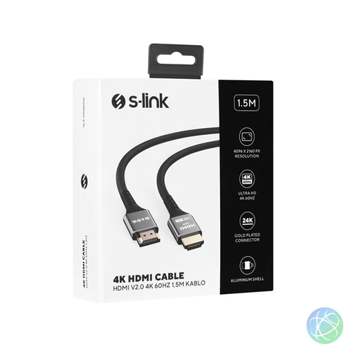 S-Link Kábel - SLX-HD4K015 (HDMI2.0 kábel, 4K/60Hz, apa/apa, aranyozott, 1,5m)