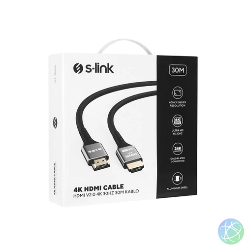 S-Link Kábel - SLX-HD4K30 (HDMI1.4 kábel, 4K/30Hz, apa/apa, aranyozott, 30m)