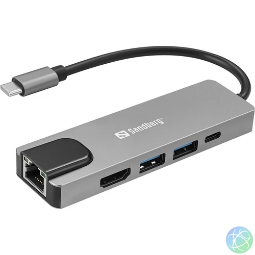Sandberg Notebook Dokkoló - USB-C 5in1 Travel Dock Saver