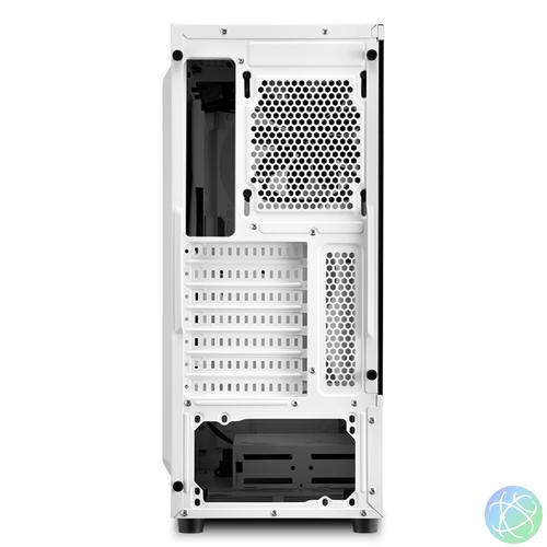 Sharkoon Számítógépház -  RGB Slider White (fehér; üveg oldal; alsó táp; ATX; 6x120mm; 2xUSB3.0; 1xUSB2.0; I/O)