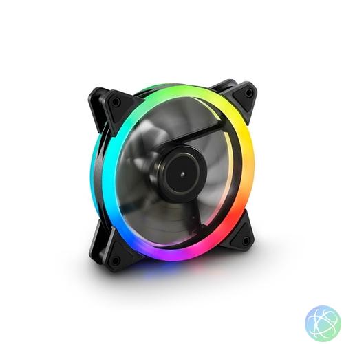 Sharkoon Cooler 12cm - SHARK Blades RGB (18.2dB; 94.8 m3/h; 1200rpm; 20x RGB Led; 3pin + 4pin csatlakozó; ház hűtésre)
