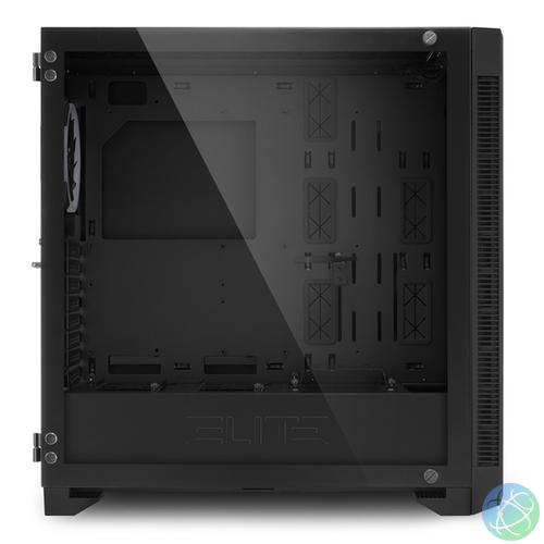 Sharkoon Számítógépház - ELITE SHARK CA200G (fekete; ablakos; alsó táp; ATX; 1x120mm LED; 2xUSB2.0; 2xUSB3.0; I/O)