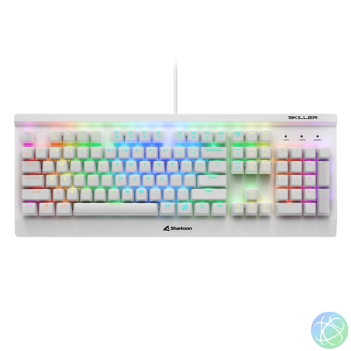 Sharkoon Billentyűzet Mechanikus - Skiller SGK3 White/Red (Kailh Red mechanika; Világítás; fehér; angol)