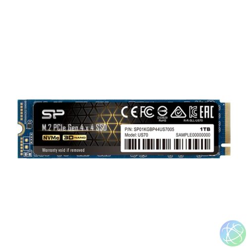 Silicon Power SSD - 1TB US70 (r:5000MB/s; w:4400 MB/s, NVMe 1.3 támogatás, M.2 PCIe Gen 4x4)