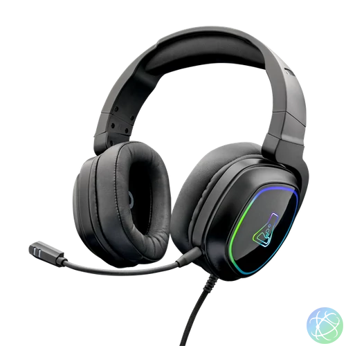 The G-Lab Fejhallgató - KORP RADIUM BLACK (mikrofon,USB, 3,5mm Jack, hangerőszabályzó, LED,nagy-párnás)