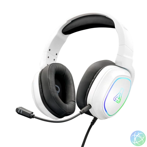 The G-Lab Fejhallgató - KORP RADIUM WHITE (mikrofon,USB, 3,5mm Jack, hangerőszabályzó, LED,nagy-párnás)