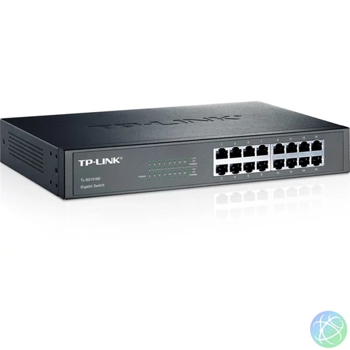 TP-Link Switch  - TL-SG1016D (16 port, 1000Mbps; fém ház, rackbe szerelhető)