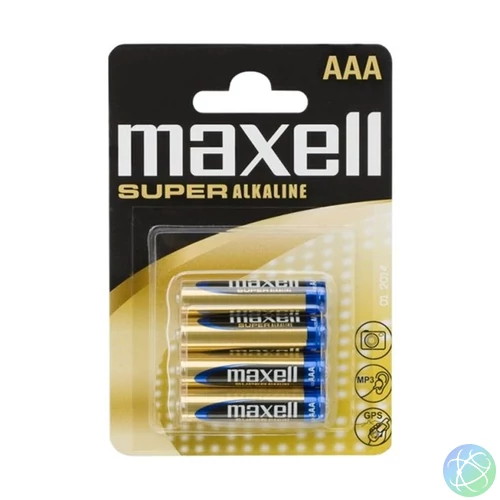 Maxell Elem - Szuper Alkáli elem,  4db AAA (LR03), 1,5V (no mercury)