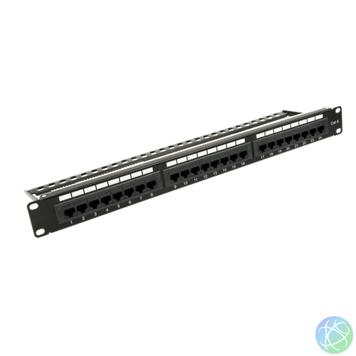 Walisec patch panel - PP-P6U2402 (24 port, Cat6, 1U, árnyékolatlan, fekete)