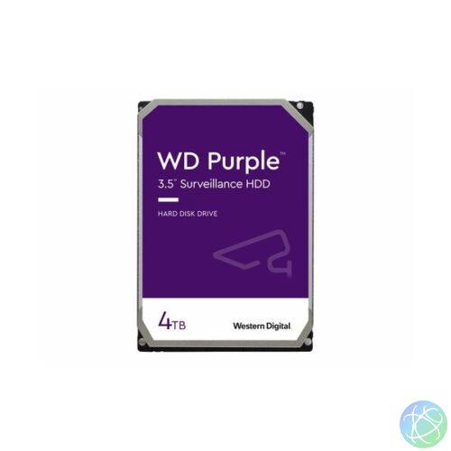 Western Digital Belső HDD 3.5" 4TB - WD42PURZ (5400rpm, 64 MB puffer, SATA3 - Purple (biztonságtechnikai rögzítőkbe is))