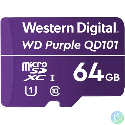 Western Digital MicroSD kártya - 64GB (microSDHC™, SDA 6.0, 24/7 működtetés, Purple)