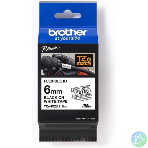 Brother TZe-FX211 6 mm széles 8m hosszú szalagkazetta
