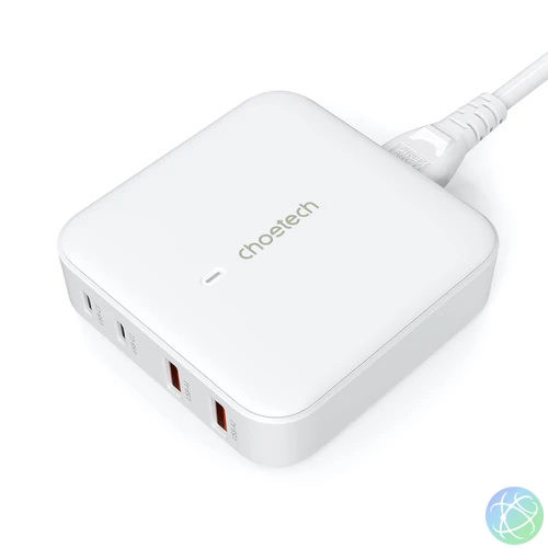 Choetech 4-port 2*USB-C+2*USB-A (4port,asztali,100W,fehér,GAN), töltő