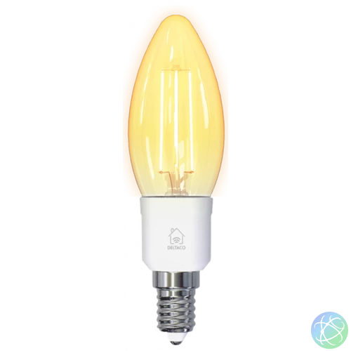 Deltaco SMART HOME SH-LFE14C35 WiFi, E14, 4.5W, 1800-6500K, volfrám gyertya Izzó