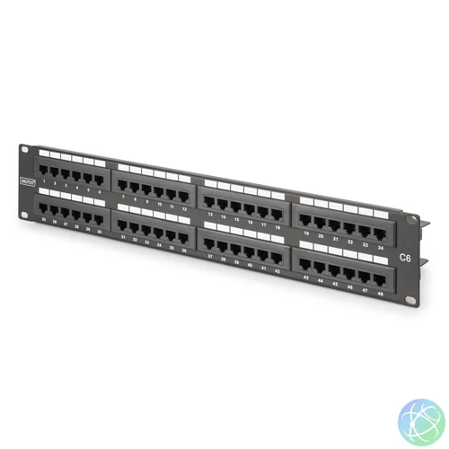DIGITUS DN-91648U 19 2U 48port Cat.6 kompakt fekete árnyékolatlan patch panel