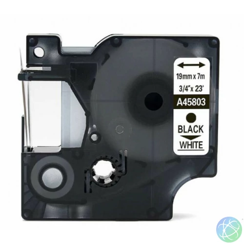 Utángyártott DYMO D1 45803 kazetta 19mm x 7m fehér-fekete #S0720830