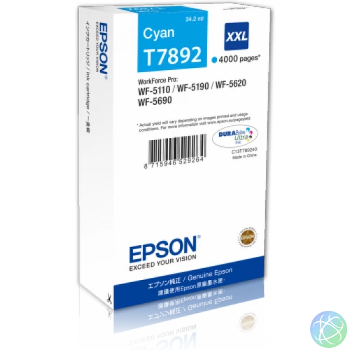 Epson T7892 Tintapatron Cyan 4.000 oldal kapacitás