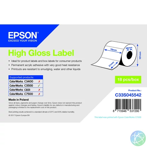 Epson prémium matt inkjet 76mm x 51mm 650 címke/tekercs