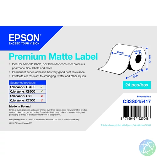 Epson prémium matt inkjet címke 51mm x 35m