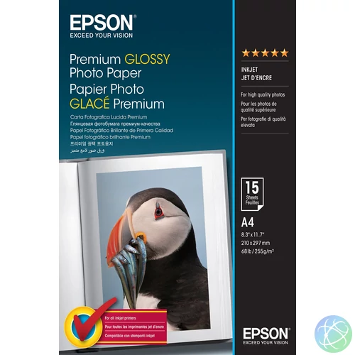 Epson prémium fényes fotópapír (A4, 15 lap, 255g)