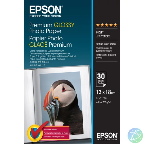 Epson prémium fényes fotópapír (10x18, 30 lap, 255g)