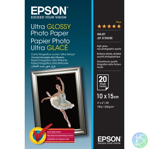 Epson ultra fényes fotópapír (10x15, 20 lap, 300g)