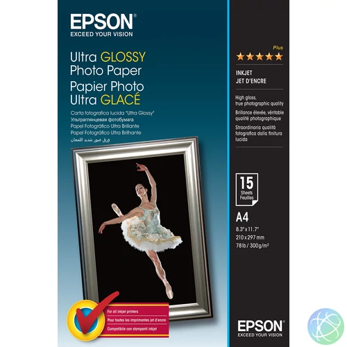 Epson ultra fényes fotópapír (A4, 15 lap, 300g)