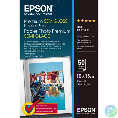 Epson selyemfényű fotópapír (10x15, 50 lap, 251g)