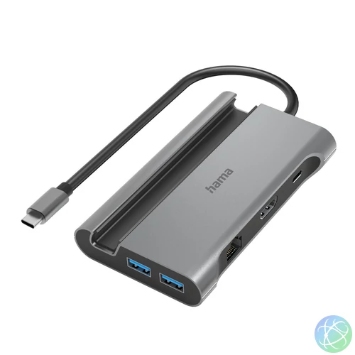 Hama USB-C dokkoló adapter 7in1 (3x USB, 2x USB-C, HDMI, LAN, PD) (200143)