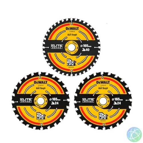 DEWALT Körfűrészlap, készlet, ELITE SERIES, 3db, 165mm