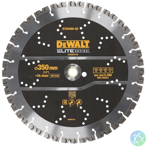DEWALT Vágótárcsa, Elite Diamond, 350mm, vasalt betonhoz