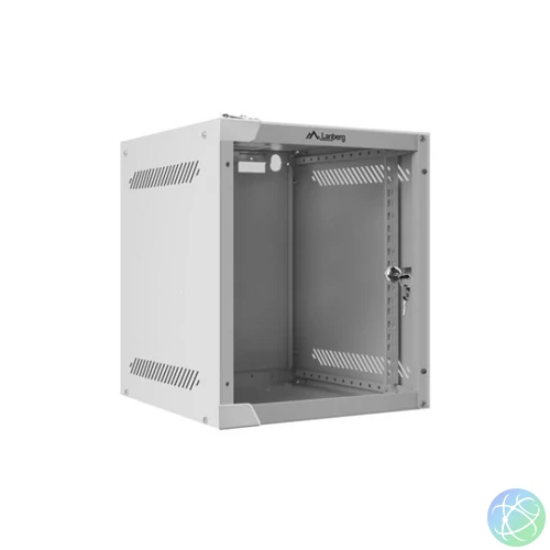 Lanberg WF10-2306-10S 10 6U SZÉL:280mm MÉLY:310mm MAG:336mm lapraszerelt üvegajtós szürke fali rack szekrény