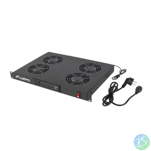 Lanberg AK-1503-B 19 1U 4x ventilátor + termosztát ventilátor egység LCD kijelzővel