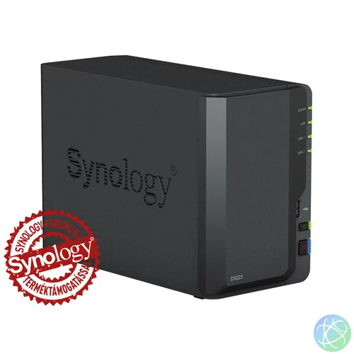 Synology DiskStation DS223 (2GB) 2x SSD/HDD lemezes NAS + regisztrációs kártya