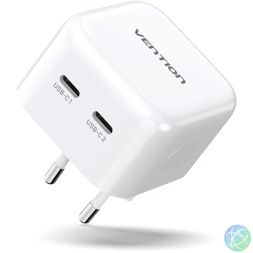 Vention USB-C+C (2port,35W/35W,fehér), töltő