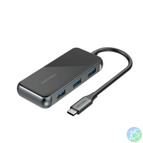 Vention USB-C -> HDMI/USB3.0*3/PD (0,15m Szürke Aluminum Ötvözet), Dokkoló