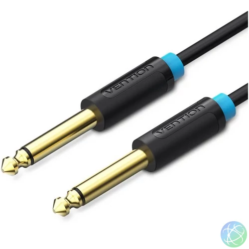 Vention 6.5mm jack/M -> 6.5mm jack/M kábel, (fekete, aranyozott),  1m, kábel