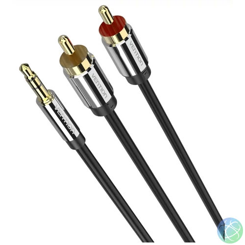 Vention 3.5mm jack/M -> 2*RCA/M,  (audio, aranyozott, fémház), 10m, kábel