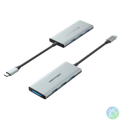 Vention USB-C -> HDMI/USB 3.0x3/SD/TF/PD (0,15m Szürke Aluminum Ötvözet) Dokkoló