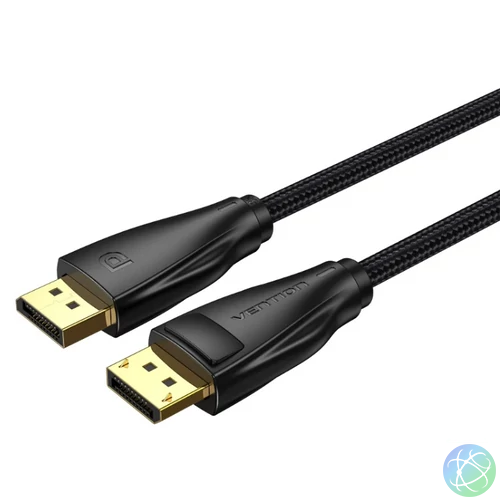 Vention Displayport/M -> Displayport/M (Szövet, fekete), 2m,  kábel