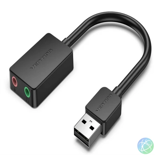 Vention USB-A 2.0/M -> 2*3.5mm/F (külső, fekete), 0,15m, hangkártya
