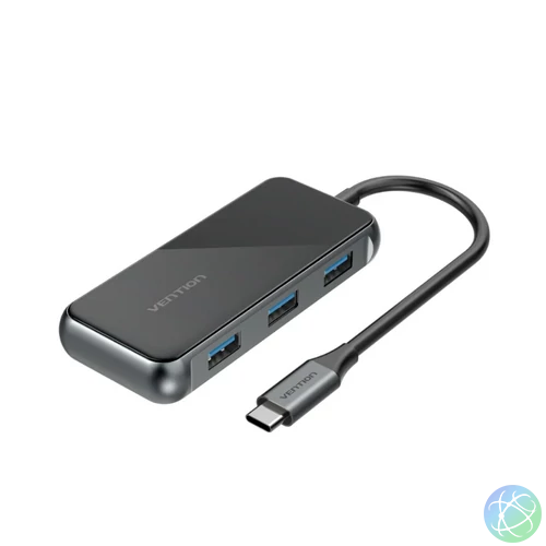 Vention USB-C -> HDMI/ USB3.0*3/PD (0,15m, szürke, tükrös felületű), Dokkoló