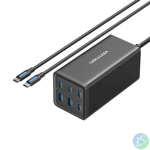 Vention 6-port 4*USB-C+2*USB-A (asztali,140W,fekete,GAN), töltő