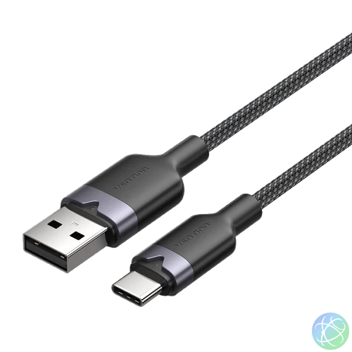 Vention USB-A 2.0/M -> USB-C/M, 2m,(fekete,3A), kábel