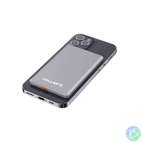 Slim mágneses powerbank, 5000 mAh, Szürke