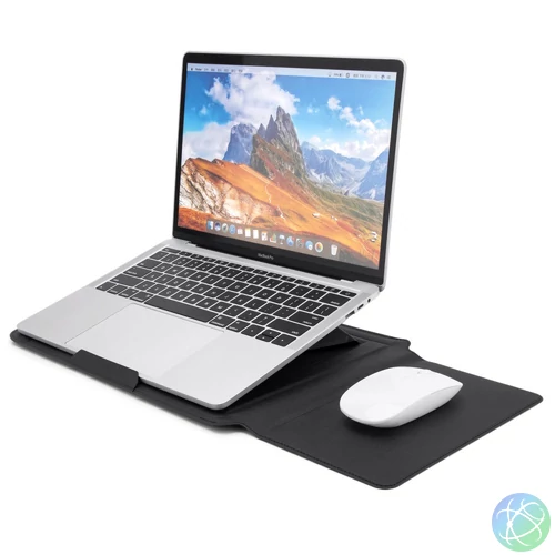 Bőrhatású multifunkciós laptoptartó, Fekete
