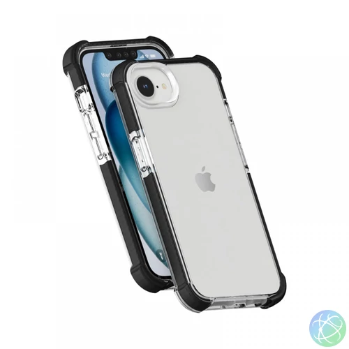 iPhone 16e ütésálló szilikon hátlap, Fekete
