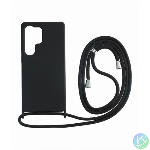 Sam S25 Ultra TPU+PC fekete tok,Fekete zsinórral