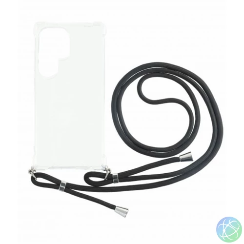 Sam S25 Ultra TPU+PC Átlát.tok,Fekete zsinórral